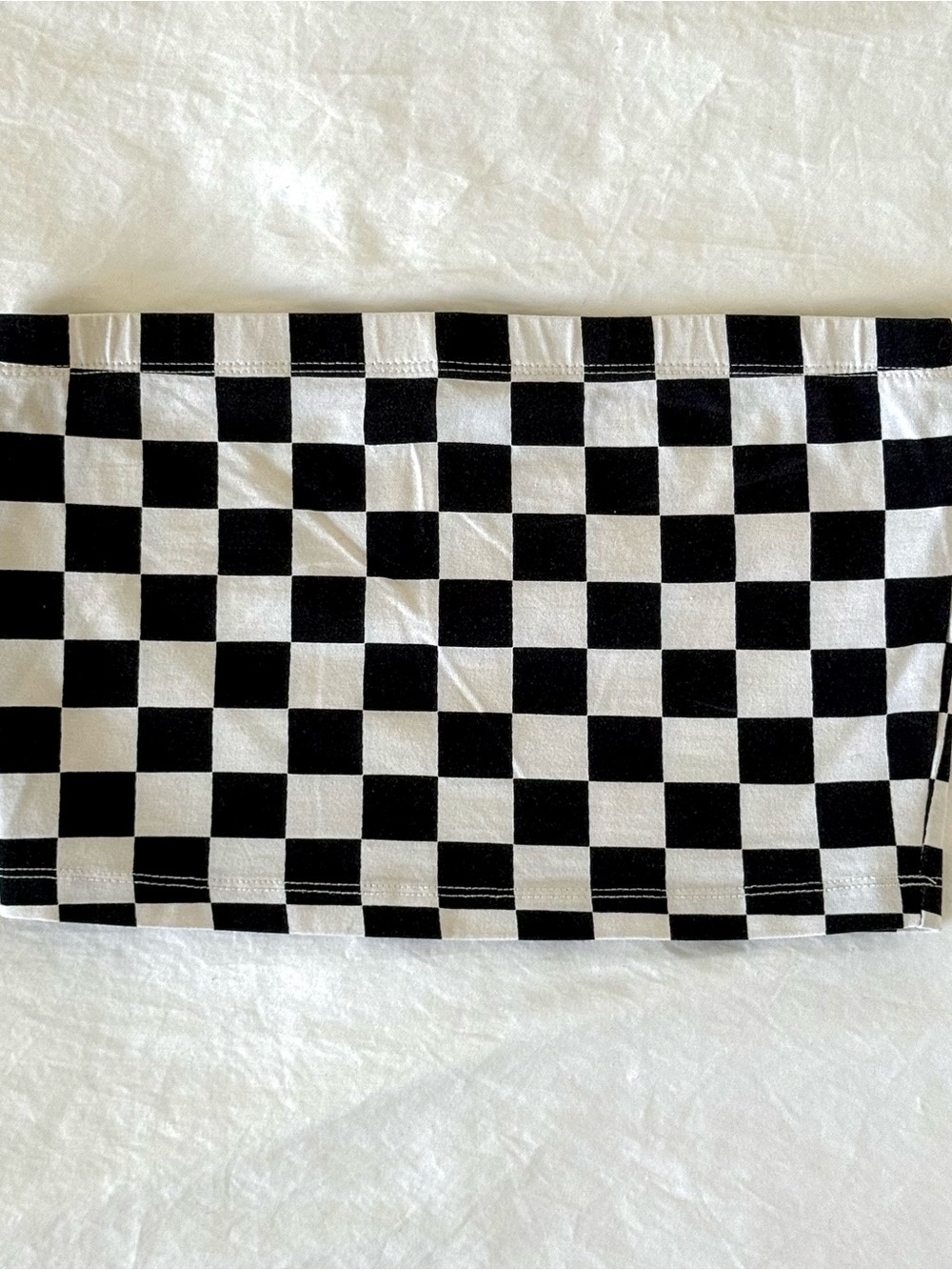 forever 21 white and black checkered tube top